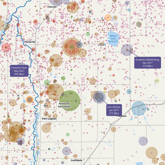 Weld County Oil Spills Map (24" x 36" Print)